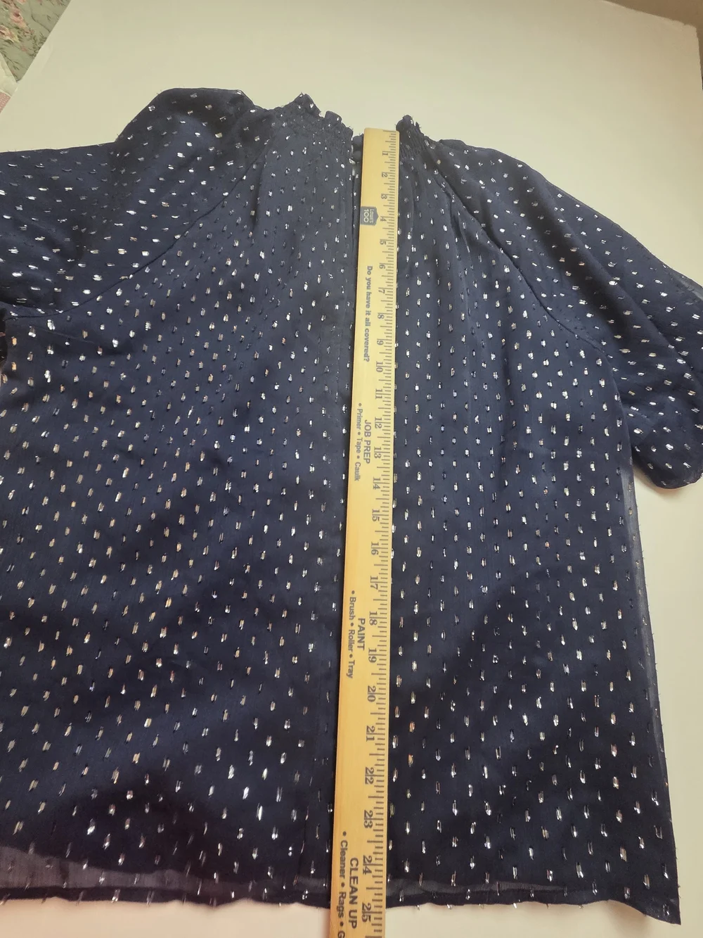 LOFT Navy Smocked-Neck Dot Top